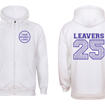 White Zip front Leavers hoodies special offer