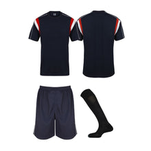 Load image into Gallery viewer, Kids Striker Football Kits Sports Kits Gazelle Sports UK XSJ/26/6-7yrs Navy/Red/White No
