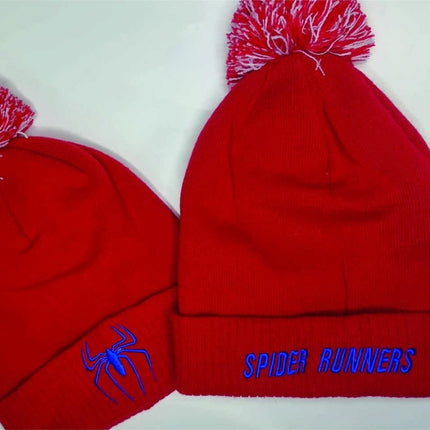 Spider Runners Bobble Hat Headwear Gazelle Sports UK Red 