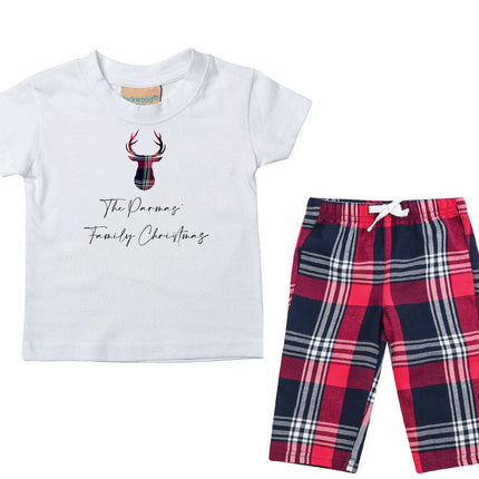 Christmas mini tartan Pyjamas Gazelle Sports UK 0-6 months Family Name design 