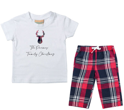 Christmas mini tartan Pyjamas Gazelle Sports UK 0-6 months Family Name design 