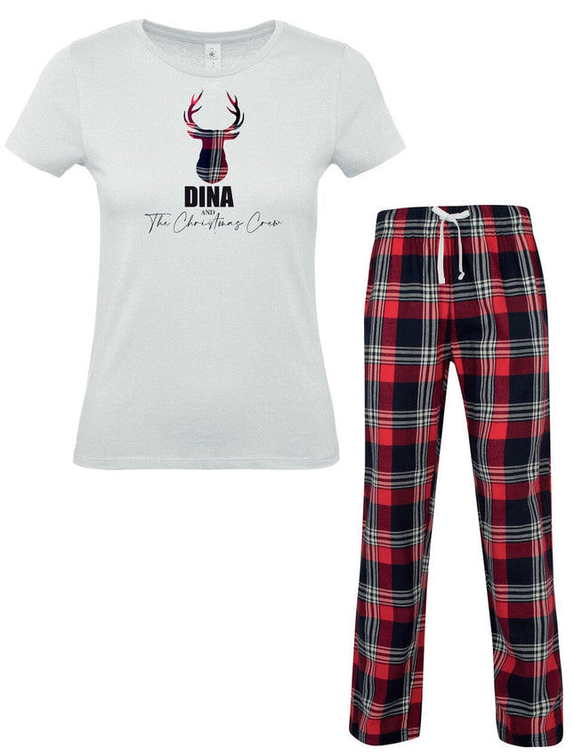 Womans Christmas tartan Pyjamas Gazelle Sports UK XS Christmas Crew Design 