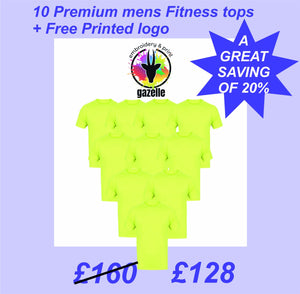 10 Premium Fitness Tops + Free printed Logo Sports Tops Gazelle Sports UK 