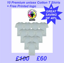 Load image into Gallery viewer, 10 Premium Cotton T Shirts + Free Printed Logo Workwear tops Gazelle Sports UK 