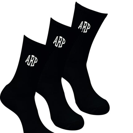 3 Pack Gift set of Personalised Sports Socks Gazelle Sports UK 38/42 - 4/8 Black Monogramme