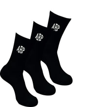 Load image into Gallery viewer, 3 Pack Gift set of Personalised Sports Socks Gazelle Sports UK 38/42 - 4/8 Black Monogramme