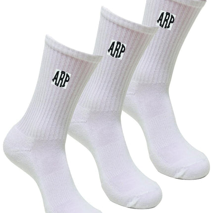 3 Pack Gift set of Personalised Sports Socks Gazelle Sports UK 38/42 - 4/8 White Straight block initials