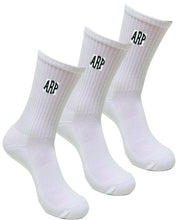 Load image into Gallery viewer, 3 Pack Gift set of Personalised Sports Socks Gazelle Sports UK 38/42 - 4/8 White Straight block initials