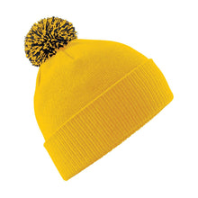 Load image into Gallery viewer, Snowstar Beanie Hat with two Tone Pom Pom Gazelle Sports UK Gold/Black No 