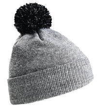 Load image into Gallery viewer, Snowstar Beanie Hat with two Tone Pom Pom Gazelle Sports UK Heather Grey/Black No 