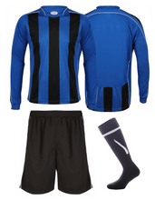 Load image into Gallery viewer, Adults Italia Football Kit Gazelle Sports UK Yes XS Col A) Royal Blue/ Black/ White