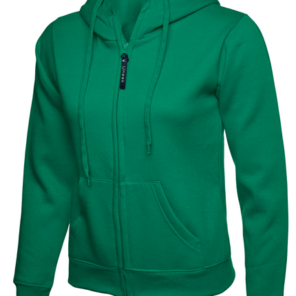 Womens Uneek Zip Up Hoody UC505 Sweatshirts / Hoodies Gazelle Sports UK XS/8 Green Yes