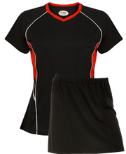 Load image into Gallery viewer, Ladies Netball / Hockey / Rounders V Neck Team Kits Gazelle Sports UK XS/8 Black/Red/White YES