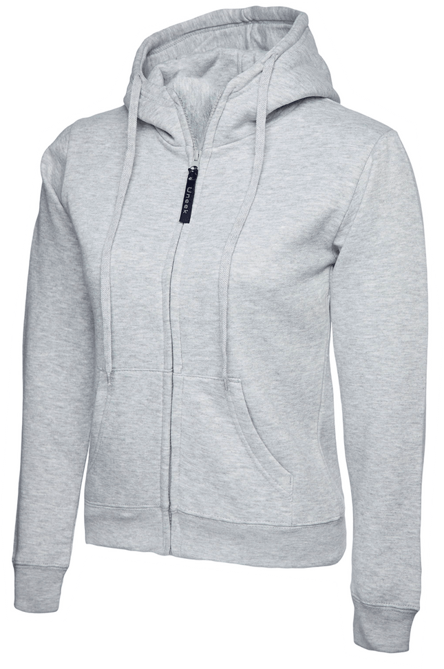 Womens Uneek Zip Up Hoody UC505 Sweatshirts / Hoodies Gazelle Sports UK XS/8 Heather Grey Yes