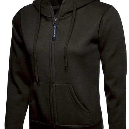 Womens Uneek Zip Up Hoody UC505 Sweatshirts / Hoodies Gazelle Sports UK XS/8 Black Yes