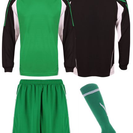 Adults Teamstar Long Sleeve Full Kit Gazelle Sports UK XS Black/Green/White Yes