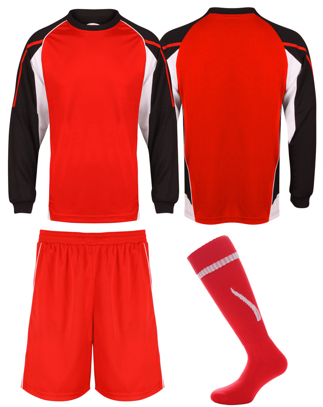 Adults Teamstar Long Sleeve Full Kit Gazelle Sports UK XS Black/Red/White Yes