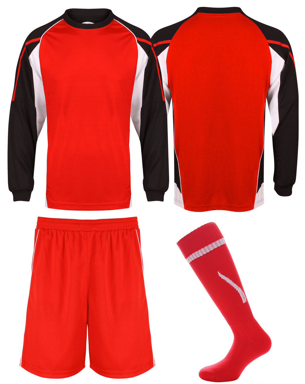 Adults Teamstar Long Sleeve Full Kit Gazelle Sports UK XS Black/Red/White Yes