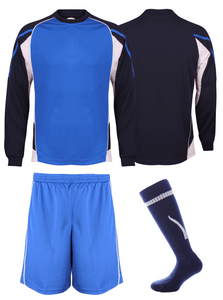 Adults Teamstar Long Sleeve Full Kit Gazelle Sports UK XS Navy/Royal/White Yes