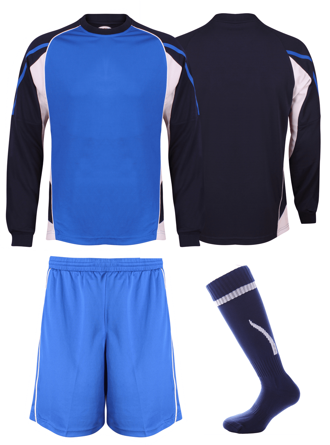 Adults Teamstar Long Sleeve Full Kit Gazelle Sports UK XS Navy/Royal/White Yes