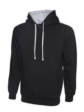 Load image into Gallery viewer, Uni-sex Contrast Hooded Sweatshirt Gazelle Sports UK XS Black/Heather Grey 
