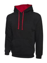 Load image into Gallery viewer, Uni-sex Contrast Hooded Sweatshirt Gazelle Sports UK XS Black/Red 