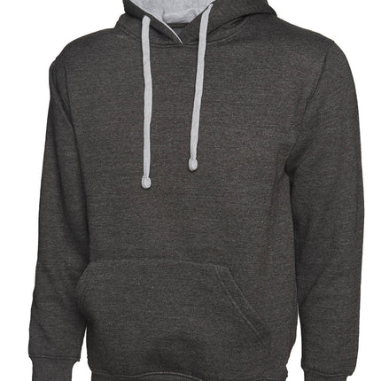 Uni-sex Contrast Hooded Sweatshirt Gazelle Sports UK XS Charcoal/Heather Grey 