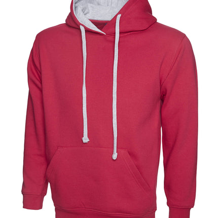Uni-sex Contrast Hooded Sweatshirt Gazelle Sports UK XS Fuchsia/Heather Grey 