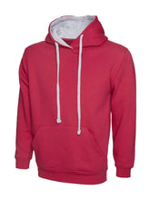 Load image into Gallery viewer, Uni-sex Contrast Hooded Sweatshirt Gazelle Sports UK XS Fuchsia/Heather Grey 