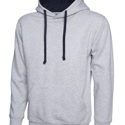 Uni-sex Contrast Hooded Sweatshirt Gazelle Sports UK XS Heather Grey/Navy 