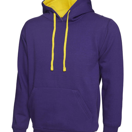 Uni-sex Contrast Hooded Sweatshirt Gazelle Sports UK XS Purple/Yellow 