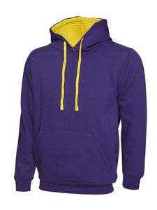 Uni-sex Contrast Hooded Sweatshirt Gazelle Sports UK XS Purple/Yellow 