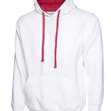 Uni-sex Contrast Hooded Sweatshirt Gazelle Sports UK XS White/Fuchsia 