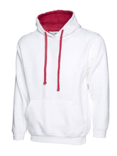 Load image into Gallery viewer, Uni-sex Contrast Hooded Sweatshirt Gazelle Sports UK XS White/Fuchsia 