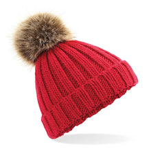 Load image into Gallery viewer, Fur pop pom chunky beanie Gazelle Sports UK Classic Red No 
