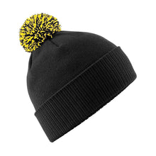Load image into Gallery viewer, Snowstar Beanie Hat with two Tone Pom Pom Gazelle Sports UK Black/Yellow No 