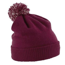 Load image into Gallery viewer, Snowstar Beanie Hat with two Tone Pom Pom Gazelle Sports UK Burgundy/off White No 
