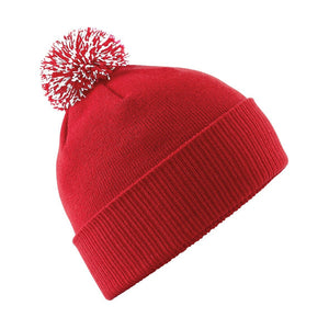 Snowstar Beanie Hat with two Tone Pom Pom Gazelle Sports UK Red/White No 