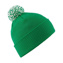 Load image into Gallery viewer, Snowstar Beanie Hat with two Tone Pom Pom Gazelle Sports UK Green/White No 