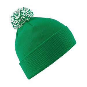 Snowstar Beanie Hat with two Tone Pom Pom Gazelle Sports UK Green/White No 