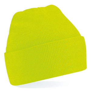 Junior Cuffed Beanie Hat by Beechfield BC45B Headwear Gazelle Sports UK No Fluro Yellow 
