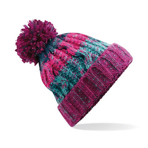 Adults Corkscrew pom pom Beanie Headwear Gazelle Sports UK Winter Berries No 