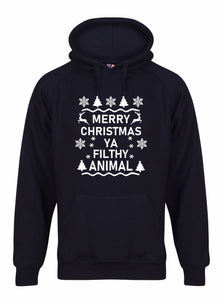 Ya Filthy Animal Christmas Hoodie Gazelle Sports UK XSmall Black/white Print 