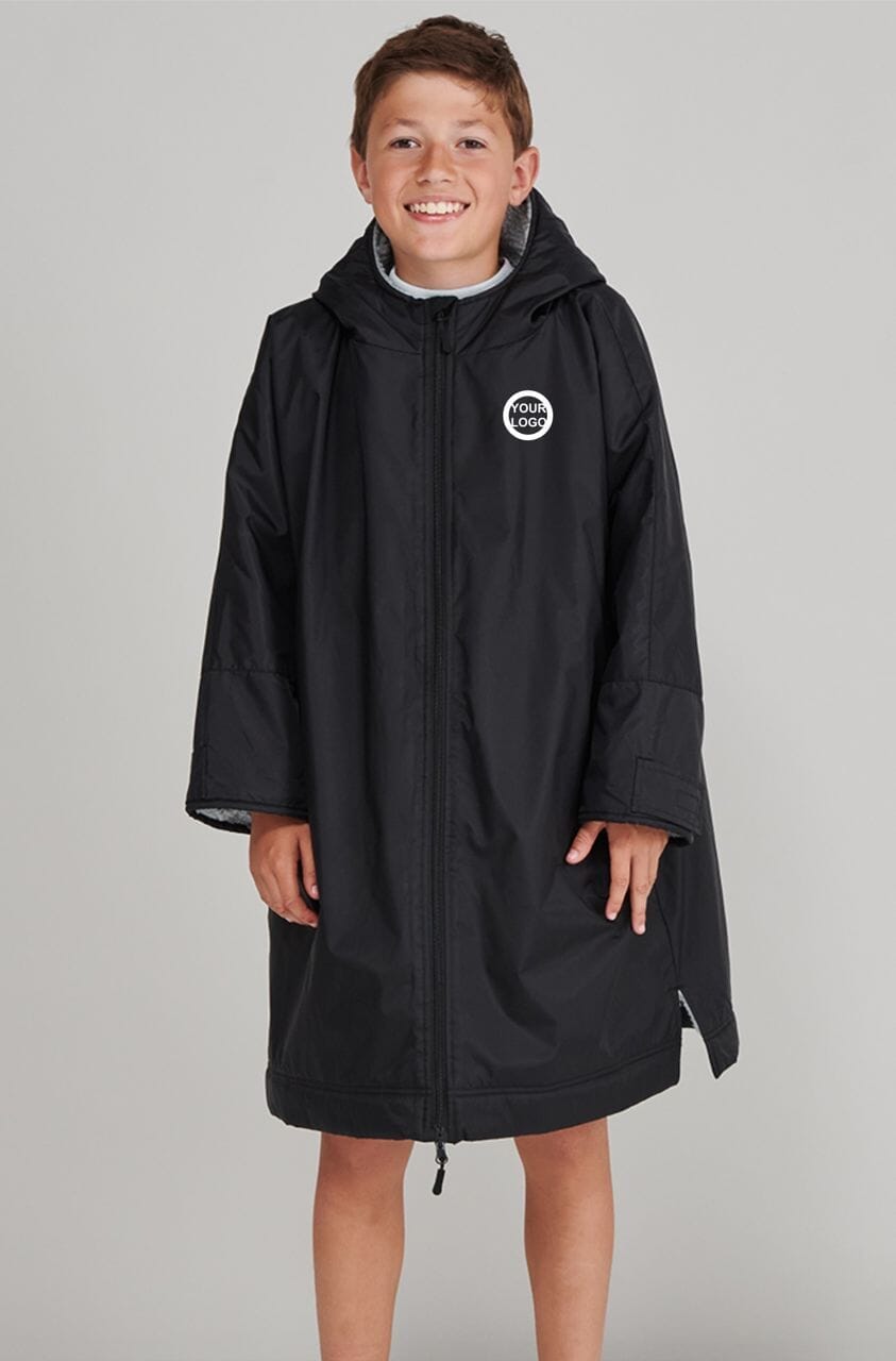 Kids Customisable waterproof changing Robe Sports Jackets Gazelle Sports UK Black 5/8 Yrs 