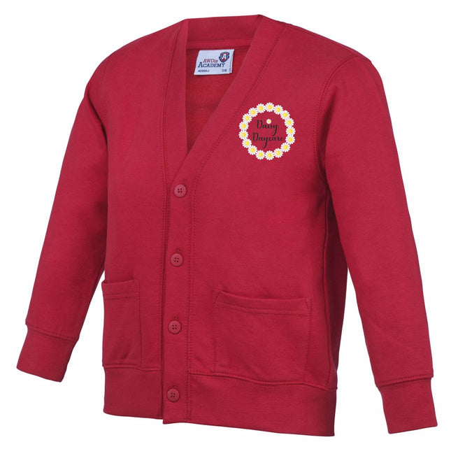Daisy Daycare red Cardigan Gazelle Sports UK Age 3/4 