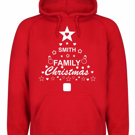 Personalised Family Christmas Hoodie Gazelle Sports UK XSmall Red/White Print 