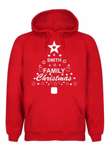 Personalised Family Christmas Hoodie Gazelle Sports UK XSmall Red/White Print 