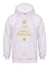 Load image into Gallery viewer, Personalised Family Christmas Hoodie Gazelle Sports UK XSmall White/Gold Print 