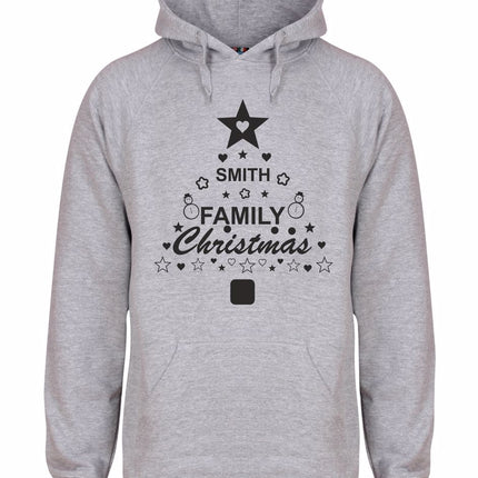 Personalised Family Christmas Hoodie Gazelle Sports UK XSmall Grey Marl/Black Print 