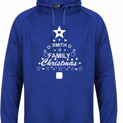 Personalised Family Christmas Hoodie Gazelle Sports UK XSmall Royal Blue/White Print 
